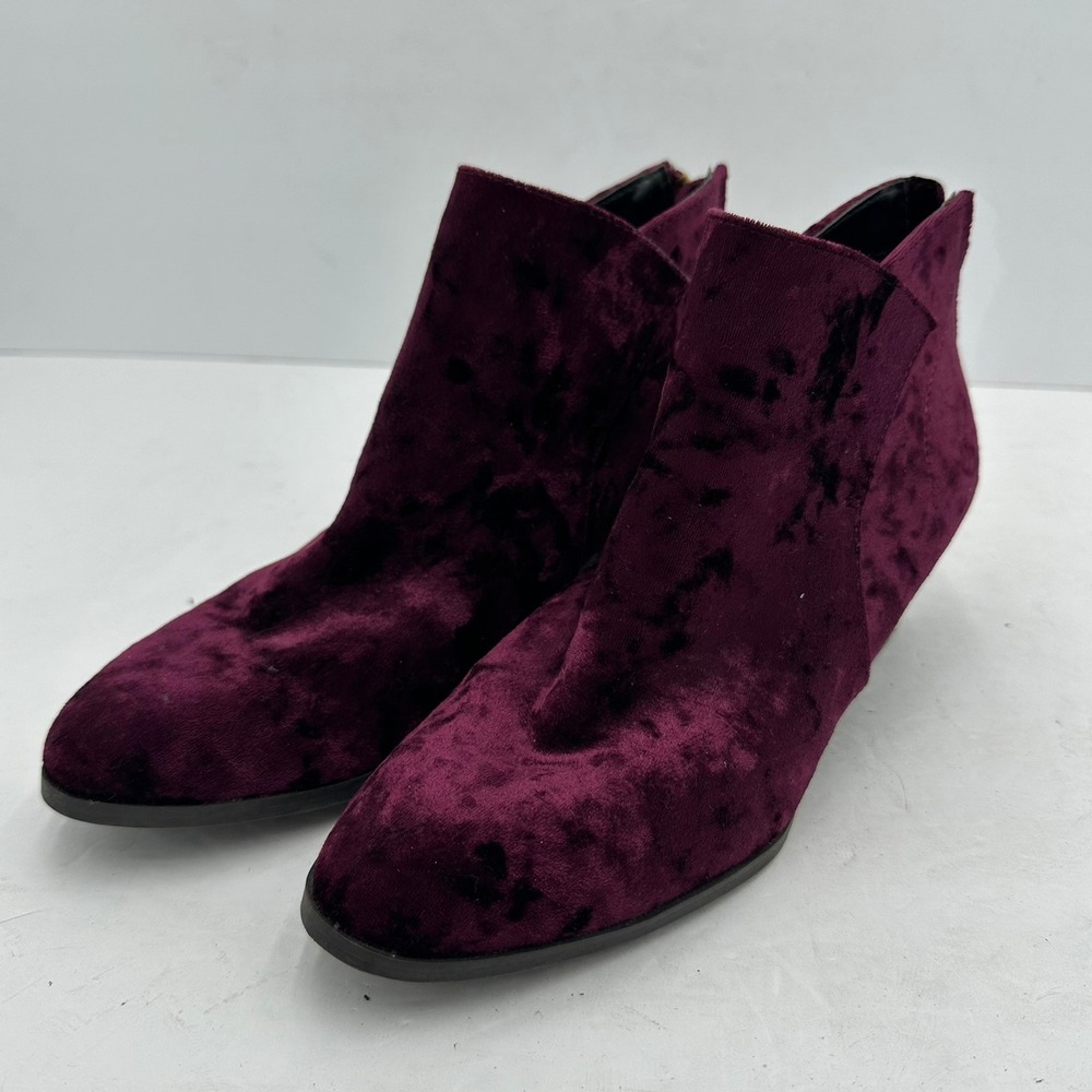 Womens‎ Whimsigoth Victorian Velvet Booties Size 8 Purple Dark Romance Gothic